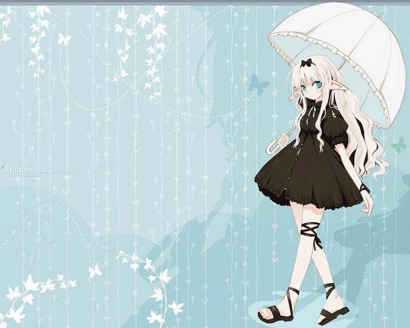 anime girl with umbrella