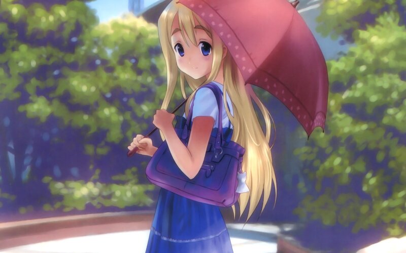 anime girl with umbrella