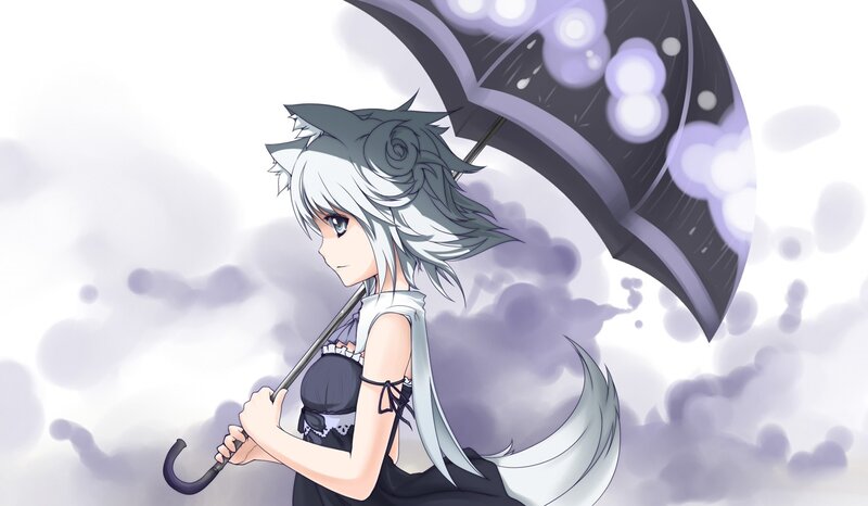anime girl with umbrella