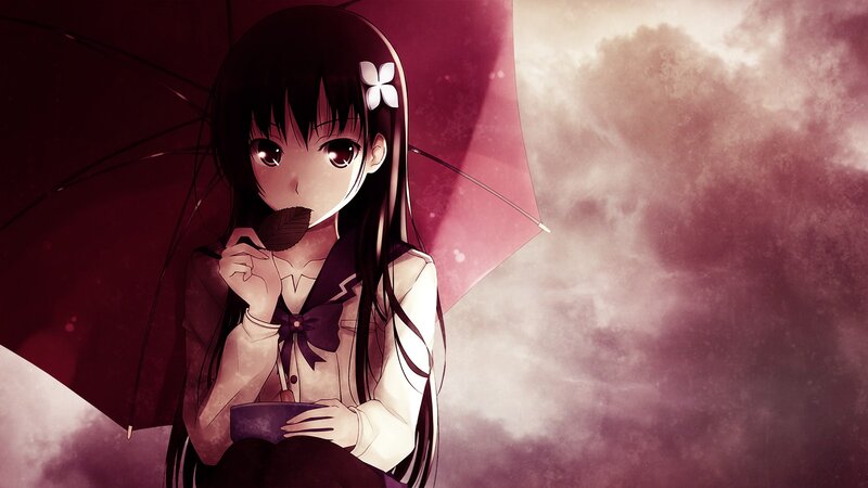 anime girl with umbrella