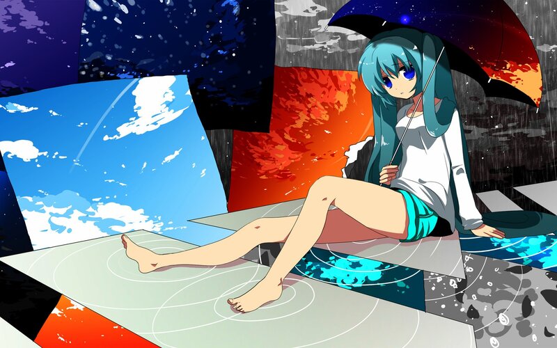 anime girl with umbrella