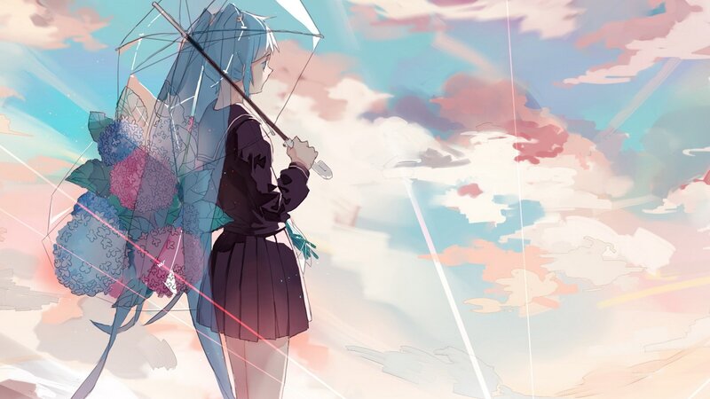 anime girl with umbrella