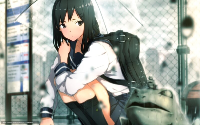 anime girl with umbrella