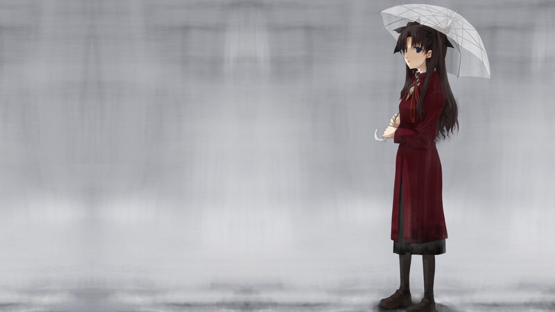 anime girl with umbrella
