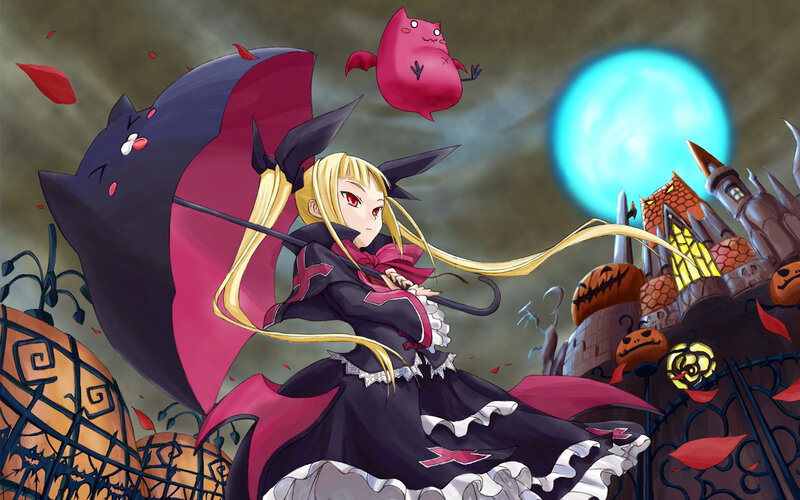 anime girl with umbrella
