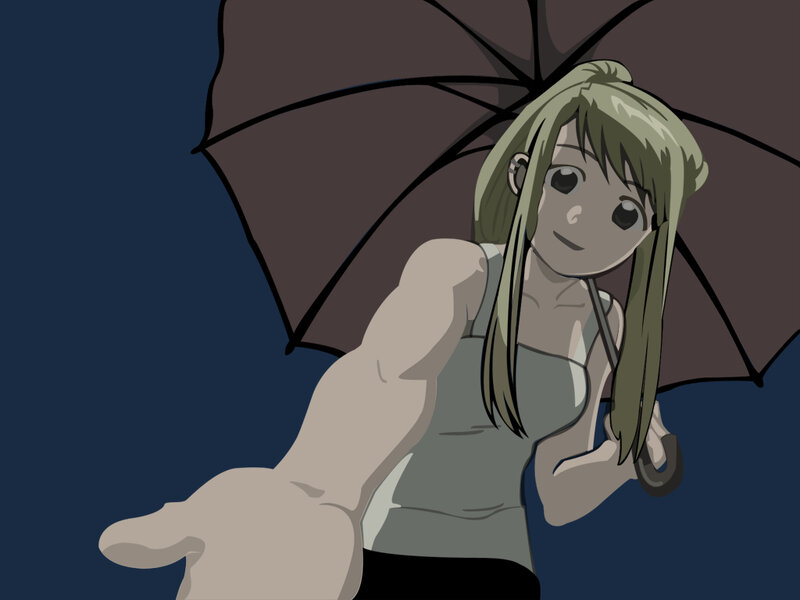 anime girl with umbrella