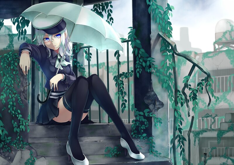 anime girl with umbrella