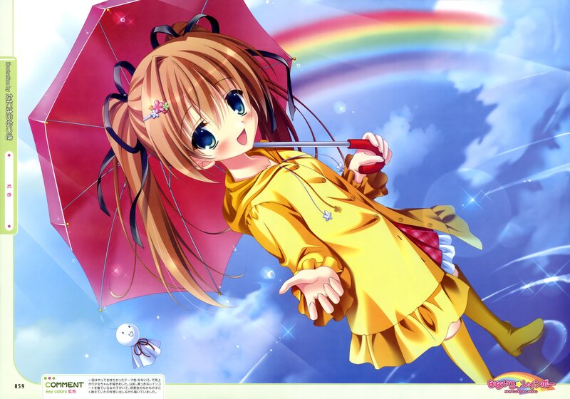 Anime girl with umbrella and rainbow