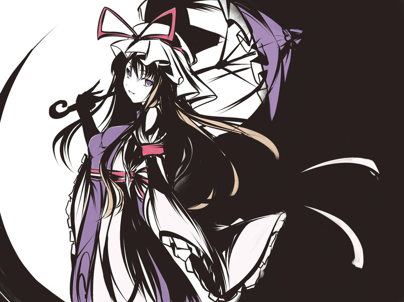 Anime Girl with Umbrella — Black, Dramatic, Night, Manga