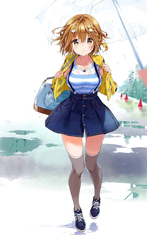 Anime Girl with Umbrella — Blue, Calm, Afternoon, Digital Art