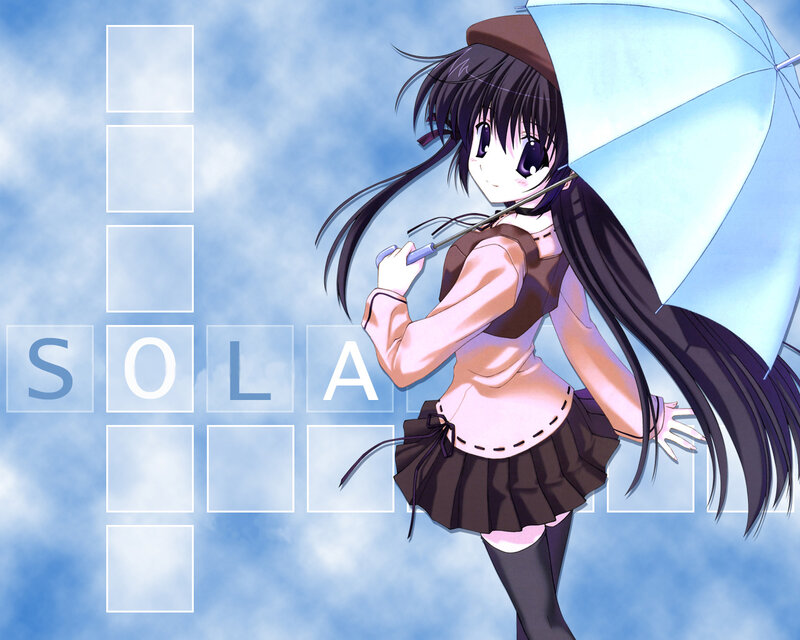 Anime Girl with Umbrella — Blue, Calm, Skirt