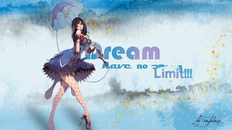Anime Girl with Umbrella — Blue, Dreamy