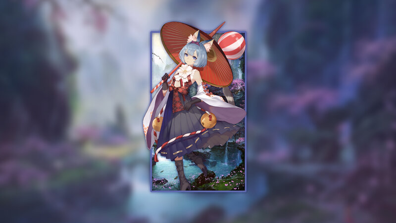 Anime Girl with Umbrella — Blue, Serene, Spring, Digital Art, Bell
