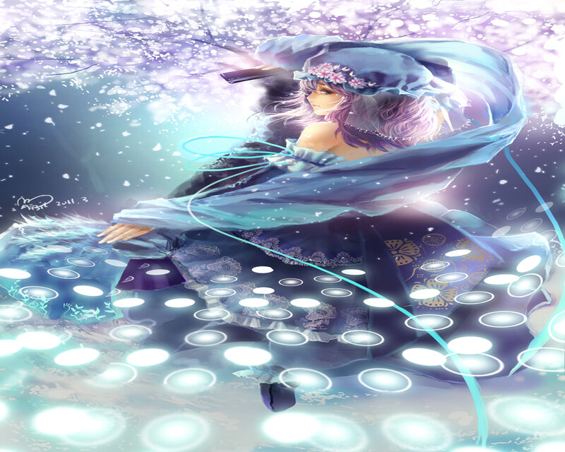 Anime Girl with Umbrella — Blue, Serene, Spring