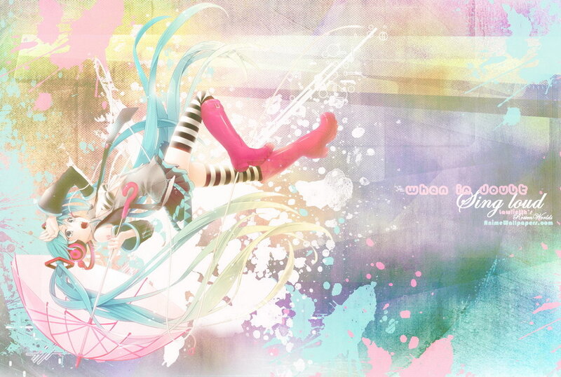 Anime Girl with Umbrella — Cyan