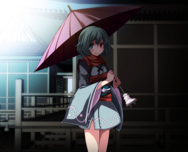 Anime Girl with Umbrella — Gray, Calm, Night