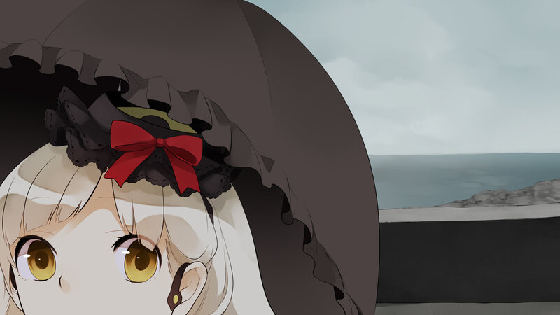 Anime Girl with Umbrella — Gray, Calm