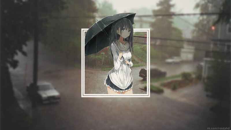 Anime Girl with Umbrella — Gray, Melancholic, Afternoon
