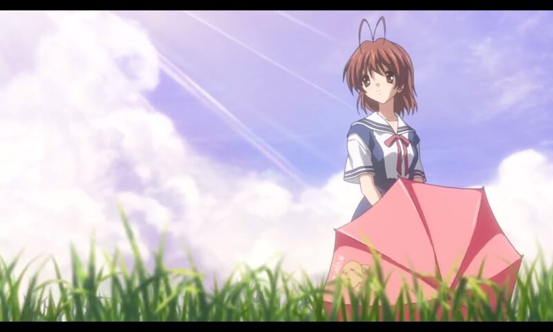 Anime Girl with Umbrella — Green, Serene, Afternoon, Grass
