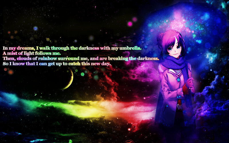 Anime girl with umbrella in dream