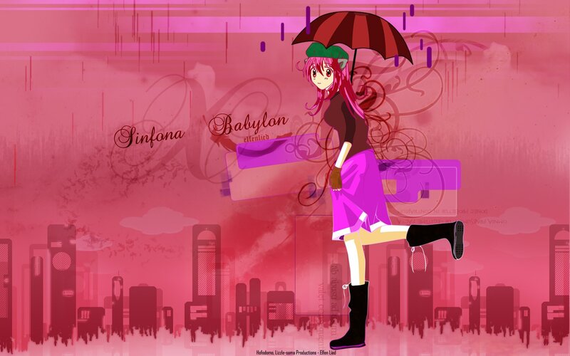 anime girl with umbrella in rain