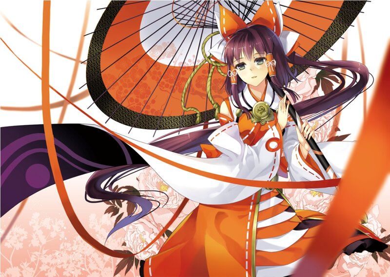 Anime Girl with Umbrella — Orange, Dramatic, Fox Ears