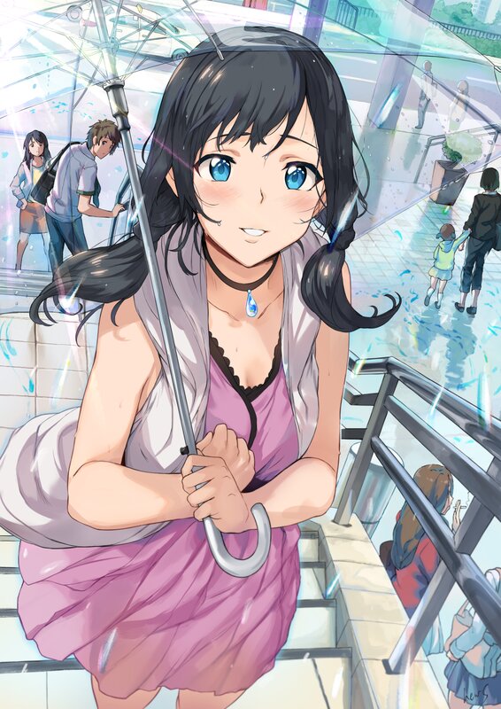 Anime Girl with Umbrella — Pink, Calm, Afternoon