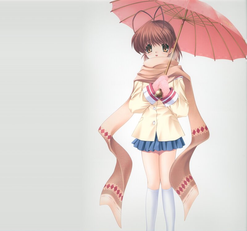 Anime Girl with Umbrella — Pink, Calm, Scarf