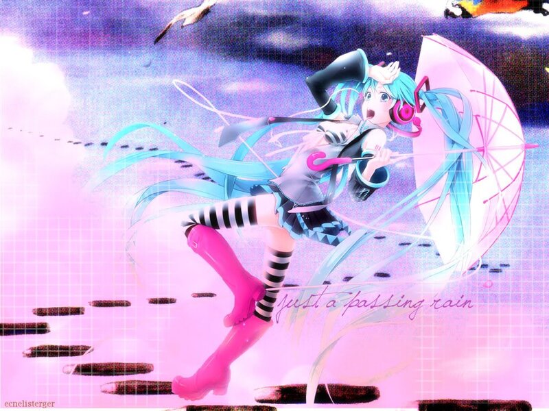 Anime Girl with Umbrella — Pink, Dramatic