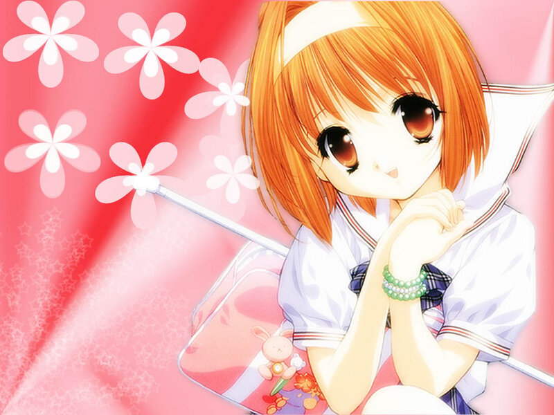 Anime Girl with Umbrella — Pink, Dreamy, Manga