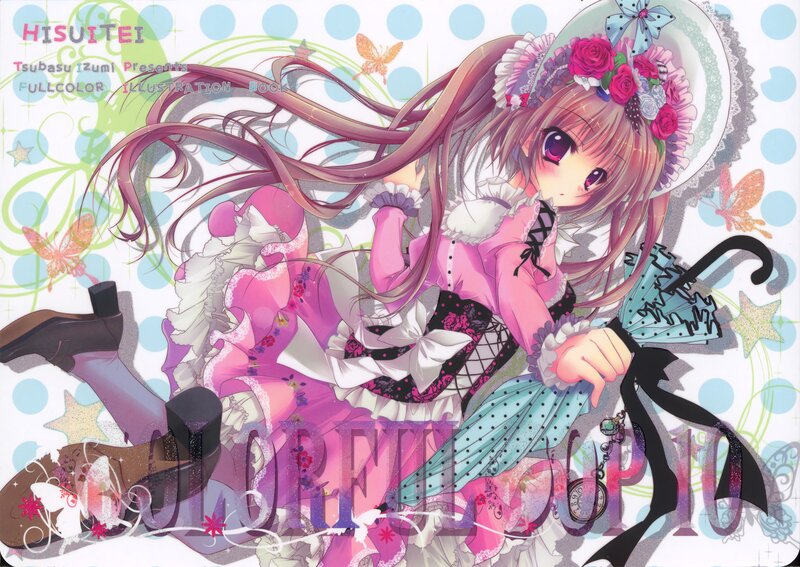 Anime Girl with Umbrella — Pink, Playful, Illustration