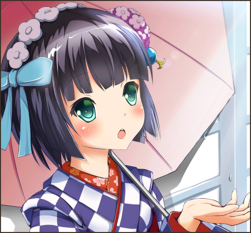 Anime Girl with Umbrella — Purple, Calm, Kimono