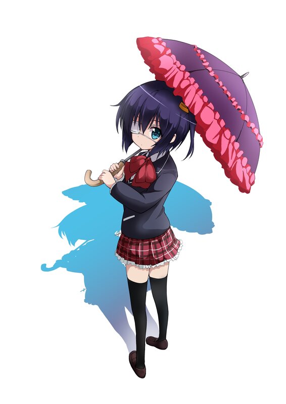 Anime Girl with Umbrella — Purple, Calm, School Uniform