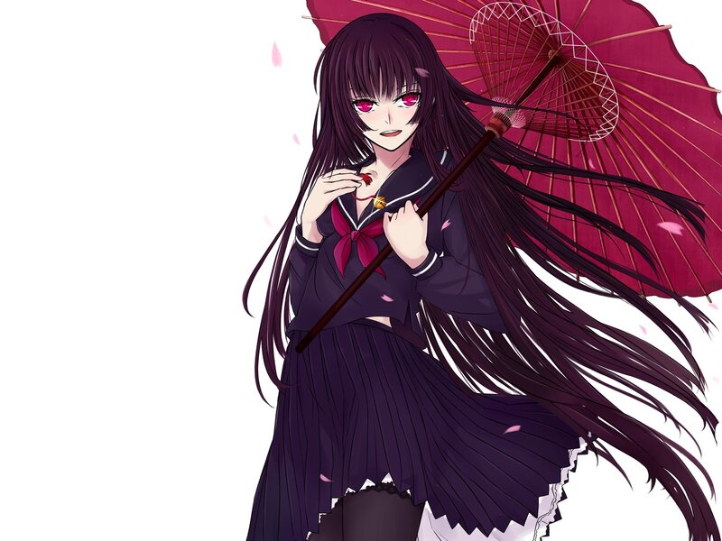 Anime Girl with Umbrella — Purple, Dramatic, Spring