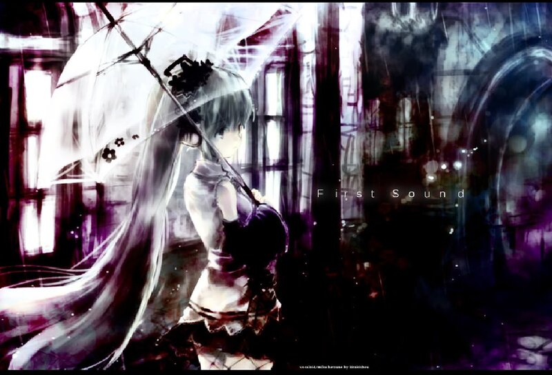 Anime Girl with Umbrella — Purple, Dramatic