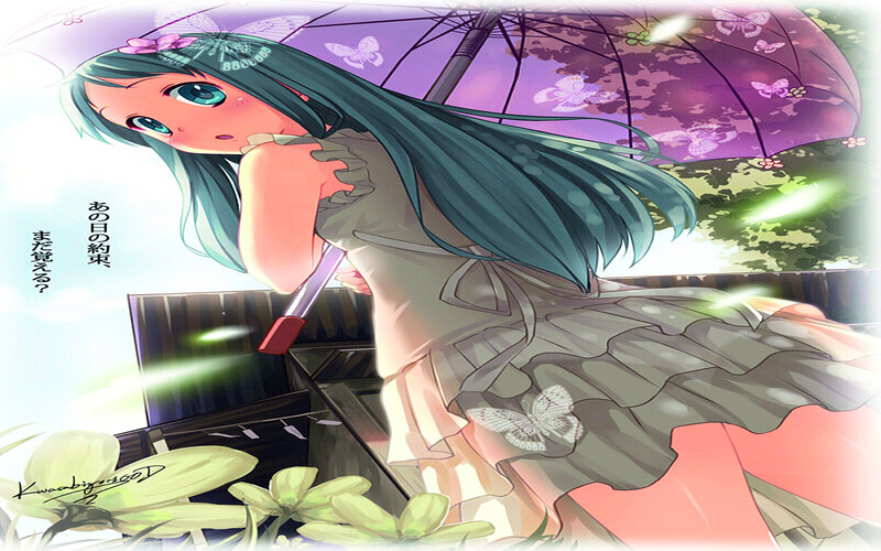 Anime Girl with Umbrella — Purple, Dreamy, Afternoon