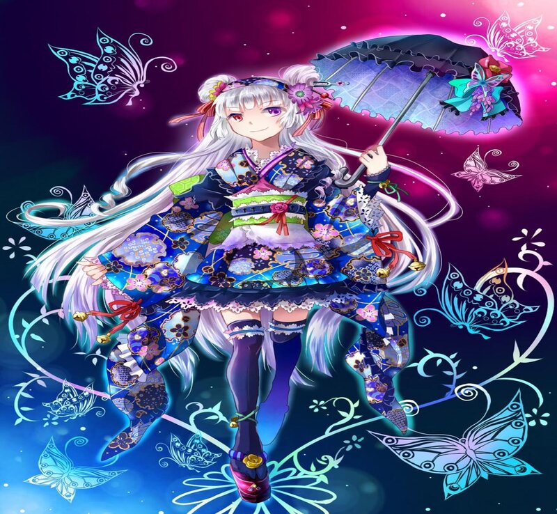 Anime Girl with Umbrella — Purple, Fantastical