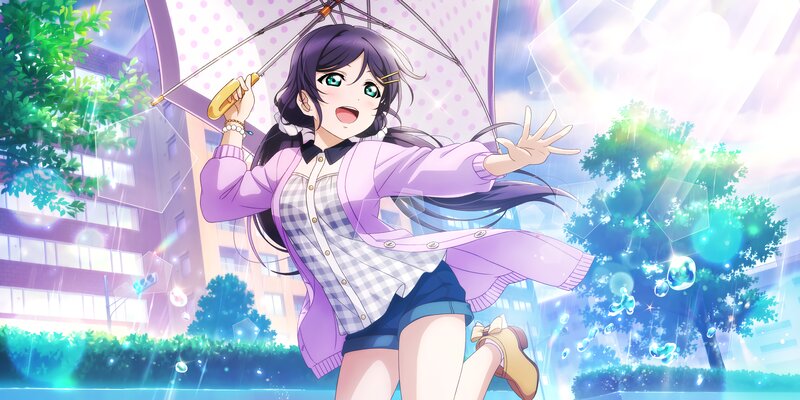 Anime Girl with Umbrella — Purple, Playful, Afternoon