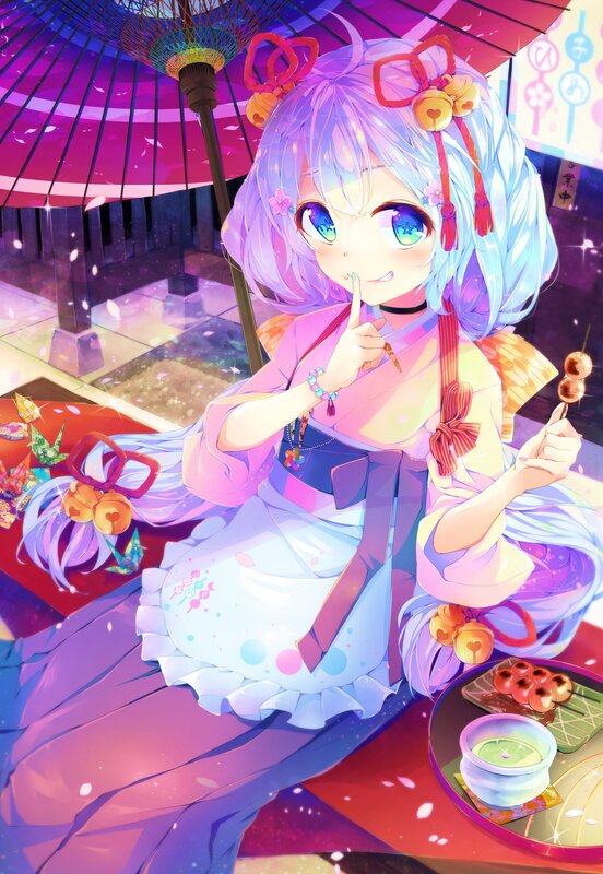 Anime Girl with Umbrella — Purple, Playful, Night