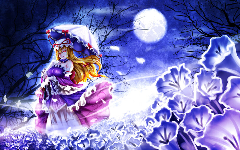 Anime Girl with Umbrella — Purple, Serene, Night
