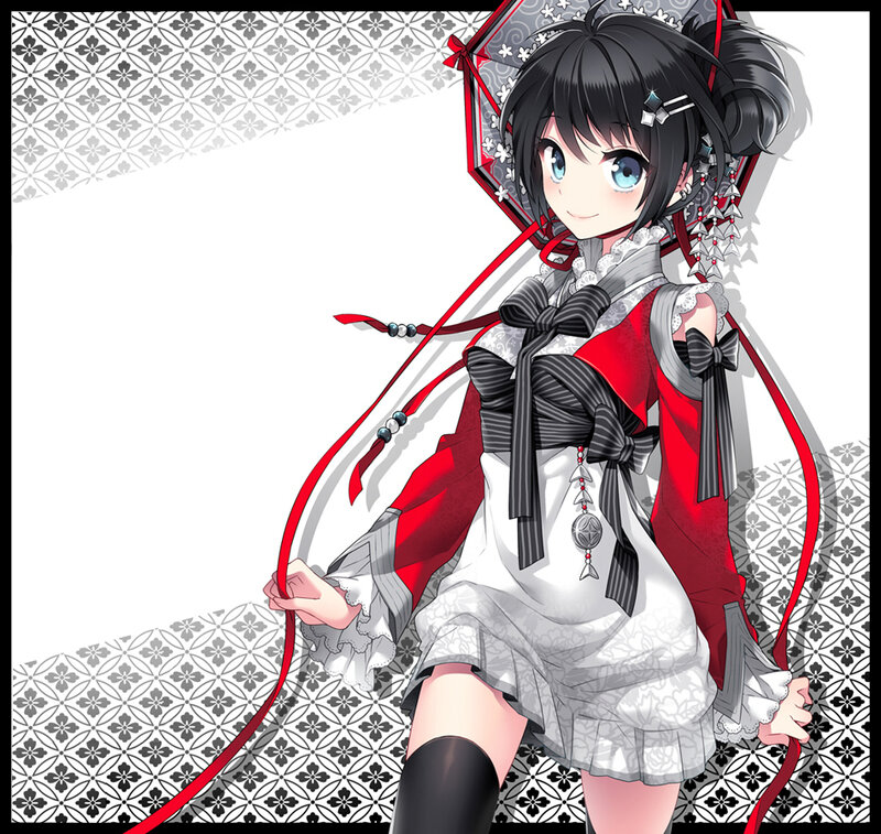 Anime Girl with Umbrella — Red, Playful
