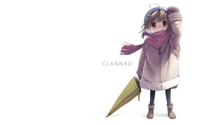 Anime Girl with Umbrella — White, Calm, Winter