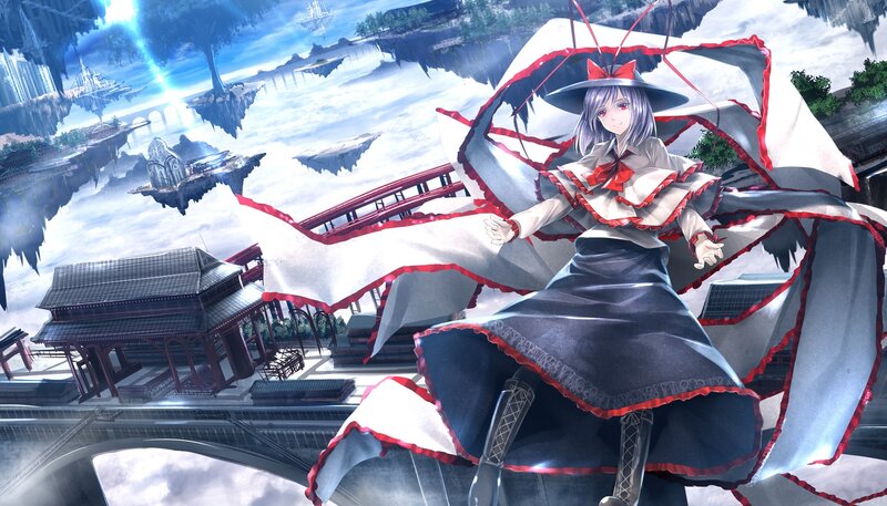 Anime Girl with Umbrella — White, Dramatic, Digital Art