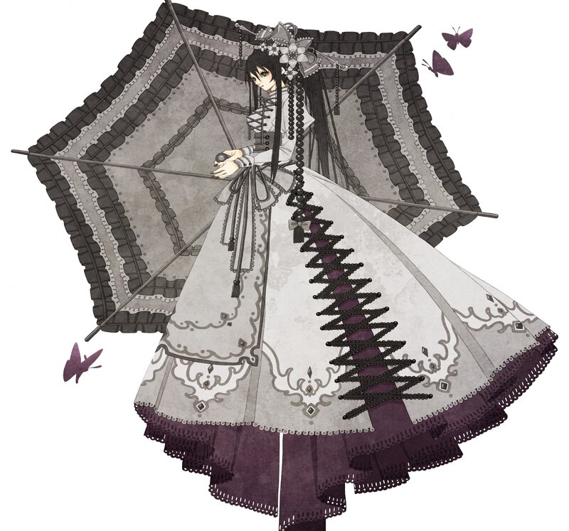 Anime Girl with Umbrella — White, Dramatic, Manga