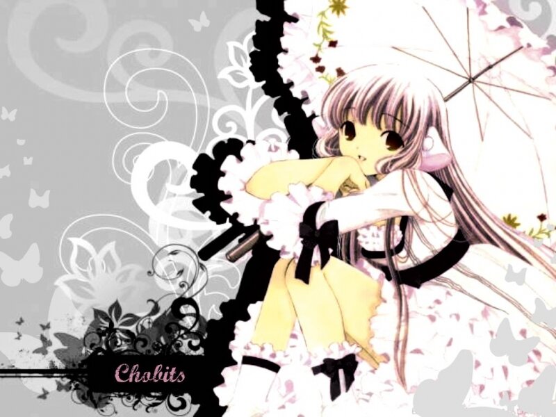 Anime Girl with Umbrella — White, Dreamy