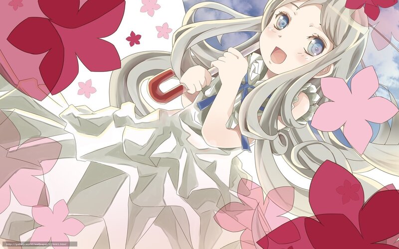 Anime Girl with Umbrella — White, Playful, Spring