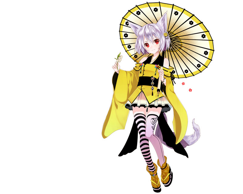 Anime Girl with Umbrella — Yellow, Calm, Digital Art