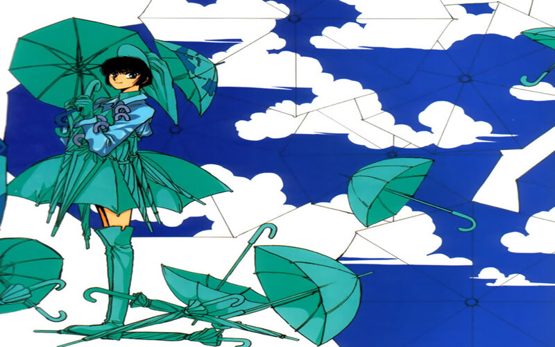 Anime Girl with Umbrellas