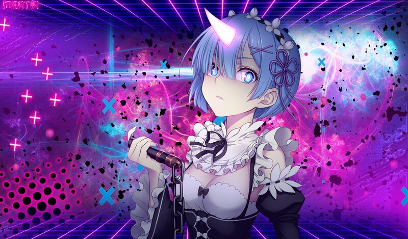 Anime Girl with Unicorn Horn — Purple, Energetic