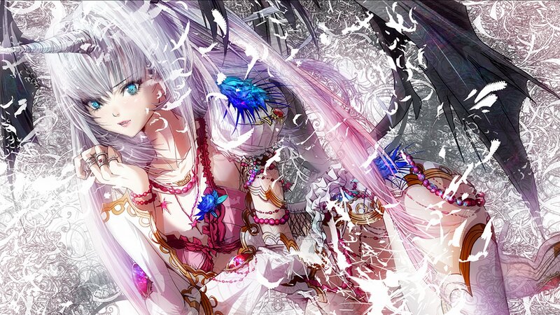 Anime Girl with Unicorn Horn — White